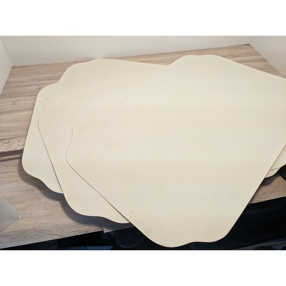 Set Of 4 Vinyl MCM 1970's Mushroom Placemats Orange Brown Rectangle Beige Groovy - Picture 7 of 12